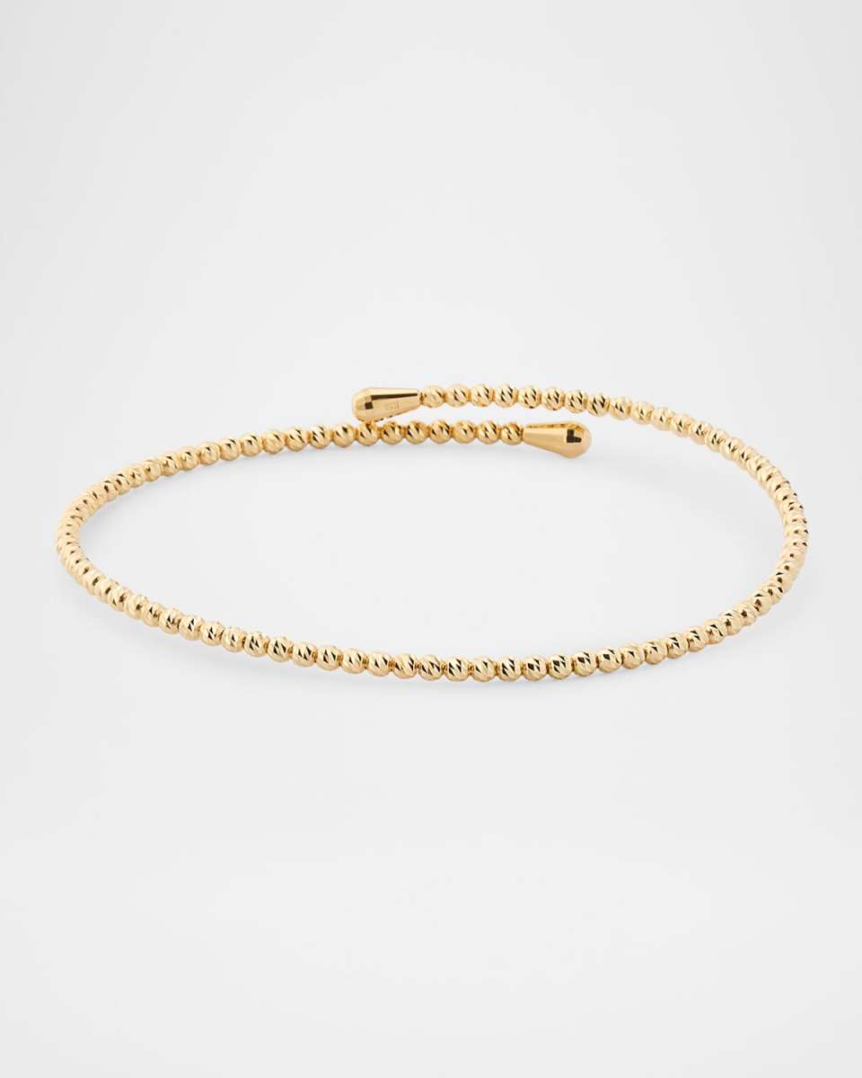 18K Yellow Gold Bead Bypass Bangle